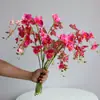 Adornos de flores artificiales se sienten 10 cabezas 3 horquillas Phalaenopsis flor de plástico falsa en maceta decoración interior para el hogar boda