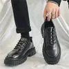 Zapatos de Piel para Hombre 2023 Nuevo Primavera Negro Formales de Negocios Zapatos de Piel Versátiles Suela Gruesa Estilo Británico Casual Zapatos para Hombre