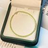 Peridoto Pedra do Mês de Agosto Pedra do Mês Cristal da Sorte Banhado a Ouro 18k Pulseira Verde Fresco Ultrafina Feminina Mini