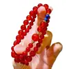 Pulseira de Calcedônia Vermelha Natural Sangue de Pombo Transparente de Gelo Lápis Lazúli 6mm