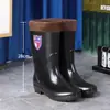 Botas de lluvia cálidas para hombre, botas de pesca de moda, botas de lluvia de seguridad para obras de construcción, zapatos impermeables de media caña para hombre, botas de goma largas y cortas para mujer