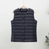 90 plumón de pato blanco nueva chaqueta de plumón ligera de otoño e invierno para mujer cuello redondo forro talla grande cálida ligera sin cuello corto