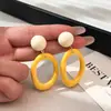 Aretes de Aro Geométricos Amarillos con Aguja de Plata Dopamina para Mujer, Estilo Nuevo Popular Único, Aretes de Alta Gama, Accesorios para Orejas Estilo Vacaciones