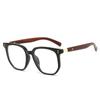 Nuevo marco de gafas retro artístico polígono imitación madera veta de madera hombres cara grande montura completa gafas para miopía mujeres JK