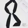 Lenço de Seda Estilo Coreano Estampa Retro Bolinhas Listras Longas Novo Colar com Franjas de Contas Ajustável Lenço Lenço de Seda Dia das Mães