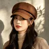 Boina retrô britânica para mulheres, novo estilo outono e inverno, chapéu de pintor, chapéu octogonal artístico versátil estilo japonês que faz o rosto parecer menor