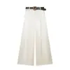 Ropa de Mujer Transfronteriza Primavera y Verano 2026 Moda Europea y Americana Combinación Versátil Cinturón Textura de Satén de Seda Pantalones de Pierna Ancha para Mujer K71625