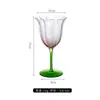 Copa de Vino Tinto Roja con Borde de Encaje Verde, Copa Alta para Cóctel, Vidrio de Cristal, Copa Martini Vintage para el Hogar, Copa de Champaña