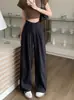 Talla extra 2024 Verano Pantalones de Pierna Ancha Diseño de Sentido para Mujer Versión Estrecha Sentido de la Dosis Cintura Alta Adelgazantes Casuales Pantalones Rectos