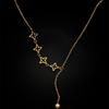 Collar de puntada de estrella hueca con borla para mujer, cadena para clavícula chapada en oro de 18k, nuevo diseño de nicho, accesorios que no se decoloran