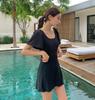 Maiô para Mulheres Estilo Ins Coreano Cor Sólida Simples Estilo Mãe Madura Estilo Saia Conservador Estilo Saia Removível Maiô Peça Única