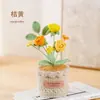Rosa de Lã Tricotada à Mão em Vaso Decorações para Escritório Carro Flores Imortais Simuladas Presentes Criativos de Aniversário