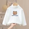 Roupa íntima térmica de veludo para inverno infantil, blusa de manga comprida para meninas, roupa de outono, top de peça única, gola alta curta infantil, camiseta de bebê