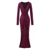 Vestido Elegante de Tirantes con Pliegues Diseño para Mujer Otoño Traje Puro Deseo Gris de Manga Larga Chal Conjunto de Dos Piezas