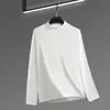 Camiseta de Pelúcia Longa Frente e Verso Transfronteiriça Outono e Inverno Com Veludo Espessado Camada Interna Quente Gola Média Roupas de Outono Camisa de Base Masculina e Feminina