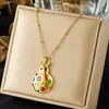 Collar de Mariquita de Pedrería Colorida Transfronterizo Europeo y Americano, Moderno y Exquisito Colgante de Insecto de Acero Inoxidable Chapado en Oro, Cadena Versátil para la Clavícula