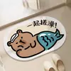 Alfombrilla absorbente de tierra de diatomeas dura de dibujos animados personalizada, alfombrilla de pie de secado rápido para baño, alfombrilla de pie antideslizante para entrada de baño y inodoro