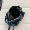 Nueva bolsa de hombro y bandolera de tela lavable de gran capacidad transfronteriza para mujer, linda bolsa de hombro completamente bordada, bandolera de mezclilla
