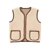 Chaleco para Niños 2026 Otoño/Invierno Unisex Niños Estilo Nórdico Sin Mangas Bloque de Color Superior Chaleco Cardigan de Polar para Bebé
