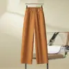 Calças cropped customizadas de perna larga e estreita para mulheres, novo estilo outono, cintura alta, modeladoras, soltas, confortáveis, com bom caimento, adequadas para figuras petites
