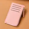 Nuevo tarjetero para hombre y mujer, monedero ultra delgado con cremallera, tarjetero bancario integrado simple, porta-identificación, mini tarjetero