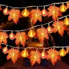 Fio de Luz LED Folha de Bordo Abóbora Transfronteiriço Decoração de Festa Halloween Quarto Pátio Lanterna Fio de Luz Folha Artificial