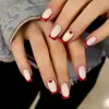 Use Armadura Quadrada Simples Vermelha Lado Francês Pequeno Amor Diamante Removível Unha Postiça Unha Unhas