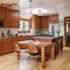 Armários Personalizados de Madeira Maciça para Fábrica de Comércio Exterior, Armários de Cozinha com Ilha Estilo Shaker Americano, Conjunto Completo Personalizado Estilo Francês
