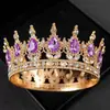 Tiara Coroa Gota d'Água de Liga Barroca Transfronteiriça Europeia e Americana Acessórios para Fotografia de Casamento Noiva Tiara Redonda Completa para Cerimônia de Adulto