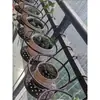 Estante para flores, cesta de flores colgante de hierro forjado para balcón, barandilla, alféizar de ventana, maceta y soporte para macetas, estante de almacenamiento para el hogar