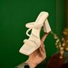 Elegantes Sandalias de Deslizamiento para Exteriores para Mujer, Versátiles Sandalias de Tacón Alto Cuadrado Verano 2026, Punta Cuadrada de Moda y Elegantes Sandalias