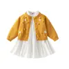 Vestido para niña, nueva colección otoño 2026, abrigo suéter tejido para niños, conjunto de vestido de princesa, atuendo de otoño para bebé, vestido de manga larga