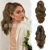 Peluca de coleta alta con ondas grandes estilo clip-on europea y americana para mujer, seda de alta temperatura, moderna, para citas, superventas, coleta rizada elástica