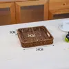Cesta de fruta tejida de imitación de ratán tejida a mano cesta de almacenamiento de snacks para supermercado marco para frutas y verduras cesta de pan bandeja rectangular