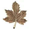Elegante Casual, Broche Versátil de Folha de Bordo Antiga Cravejado com Diamantes, Liga Metálica Ecológica, Alfinete de Acessórios de Moda para Roupas para Homens e Mulheres