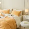 2026 Novo Conjunto de Roupa de Cama de Veludo de Leite Simples Toque de Luxo Inverno Veludo Coral Lençol Espesso Capa de Edredom Suprimentos