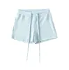 Verão 2026 Novo Estilo Americano Menina Picante Cor Sólida Cintura Alta Cordão Shorts Esportivos de Ciclismo Modelagem Justa Emagrecedores Shorts Três Quartos para Mulheres