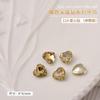 Joyas de diamantes para uñas marrones, base puntiaguda de cristal, diamante grande, hacha de amor, corazón de melocotón torcido, uñas cuadradas gruesas, accesorios de diamantes de forma especial
