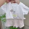 Conjunto de Falda y Pantalones de Manga Corta Estilo Lindo de Verano para Bebés Niñas Conjunto de Shorts de Manga Corta de Dibujos Animados Moda Casual de Verano