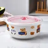 Tazón Cerámico para Conservar Frescura, Lonchera Especial para Horno de Microondas, Recipiente para Conservar Frescura con Tapa, Sellado para Refrigerador, Tazón para Almuerzo del Trabajo, Tazón para Fideos Instantáneos