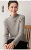 Suéter Feminino de Cashmere Costurado de Peça Única Slim-Fit de Gola Alta Outono/Inverno Novo Tricô Camada Base