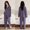 Algodón ModalPijama de Mujer para Primavera y Otoño, Manga Larga y Pantalón Largo, Corte Holgado, Tallas Grandes, Ropa de Casa Sencilla, Adecuado para Usar al Aire Libre