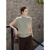 Camiseta de Punto Casual Urbana Versátil de Color Sólido de Manga Corta Nueva de Verano 2026 para Transmisión en Vivo y Distribución Transfronteriza
