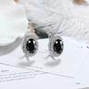 Aretes Nuevos Europeos y Americanos Joyería Diamante de Alto Carbono Corte Flor de Hielo Zircón Cobre Juego Aretes en Forma de Huevo Aretes Nicho Joyería Transfronteriza