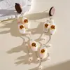 Pendientes de gancho de resina con forma de hoja ovalada y pluma, transfronterizos europeos y americanos, pendientes frescos y sencillos de verano, pendientes de diseño nicho para mujer