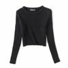 Otoño e Invierno Nuevo Moda Europea y Americana para Mujer Color Sólido Color Caramelo Base Cuello Redondo Top de Punto W4881 Manga Larga