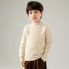 Nuevo suéter de lana tejido de otoño e invierno para niños y niñas, jersey de cuello semi-alto, camiseta base de cachemira para bebé, engrosada