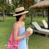 Chapéu de Praia de Férias à Beira-Mar Novo para Primavera e Verão Protetor Solar Estilo Perfumado Vermelho Fashion Socialite Topo Plano Aba Plana Chapéu de Sol Tendência