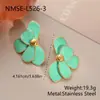 Pendientes de Acero Inoxidable Europeos y Americanos con Esmalte de Goteo Flor de Cuatro Pétalos Acero de Titanio Chapado en Oro de 18K Lujo Ligero Multicolores Versátiles Pendiente Venta al por Mayor