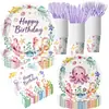 Mundo Subaquático Descartáveis para Festa Pratos de Papel Copos de Papel Animais de Desenho Animado Festa Infantil Decorações de Aniversário